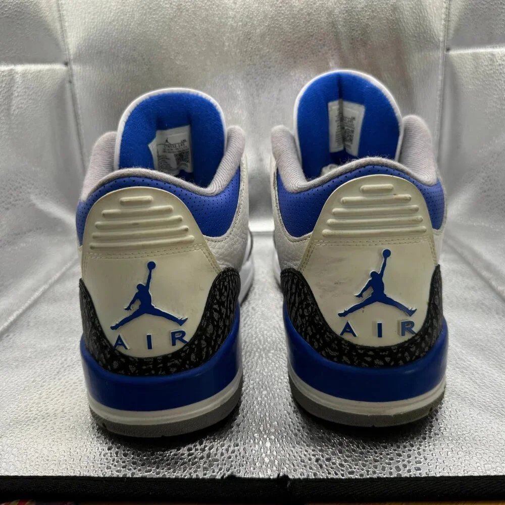 Size 10 Nike Air‎ Jordan 3 Retro White Racer Blue Black Mens Sneaker CT8532-145